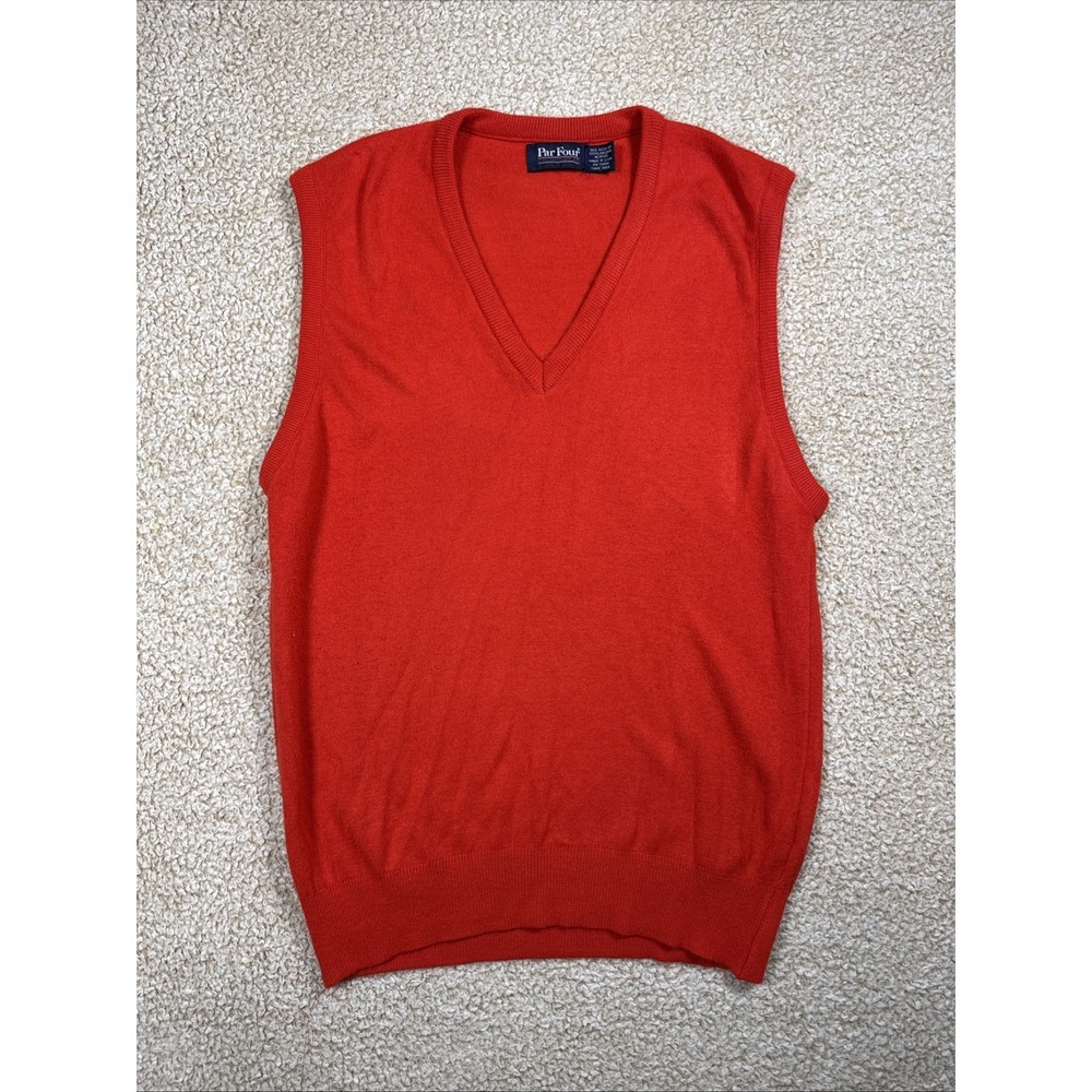 VTG 80s 90s Par Four Sweater Vest Red Orlon Acrylic Made in USA Preppy Mens M